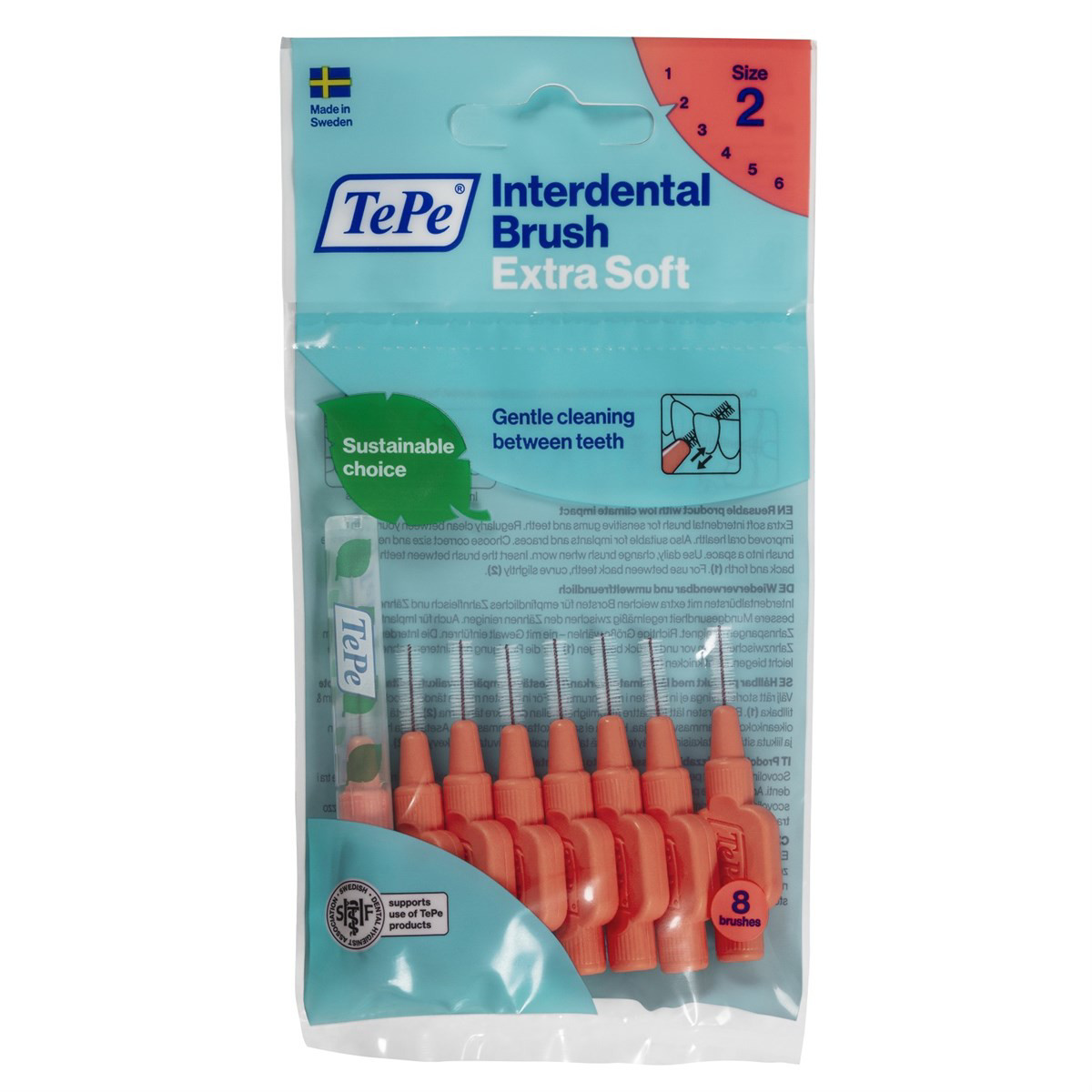 TEPE EXTRA SOFT, dantų šepetėlis tarpdančiams, 0,5 mm, raudonas, 8 vnt.