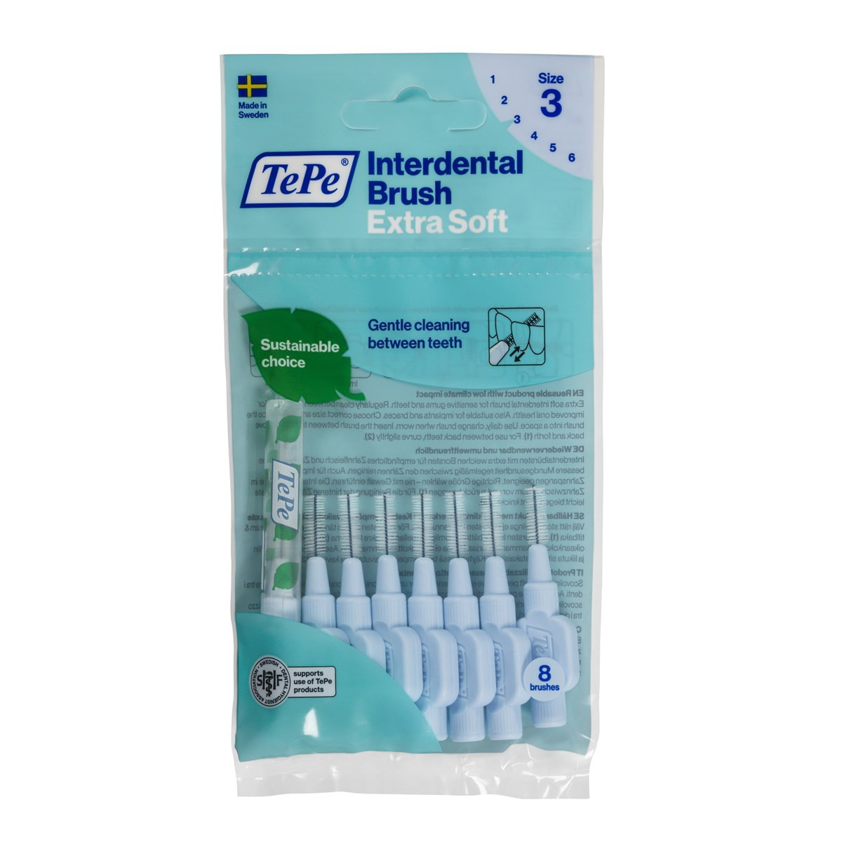 TEPE EXTRA SOFT, dantų šepetėlis tarpdančiams, 0,6 mm, žydras, 8 vnt.