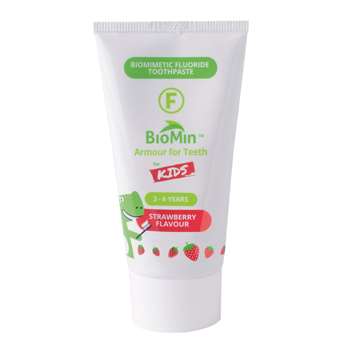BIOMIN F FOR KIDS, vaikiška dantų pasta-gelis, braškių skonio, 3-6 metų vaikams, 37,5 ml (50 g)