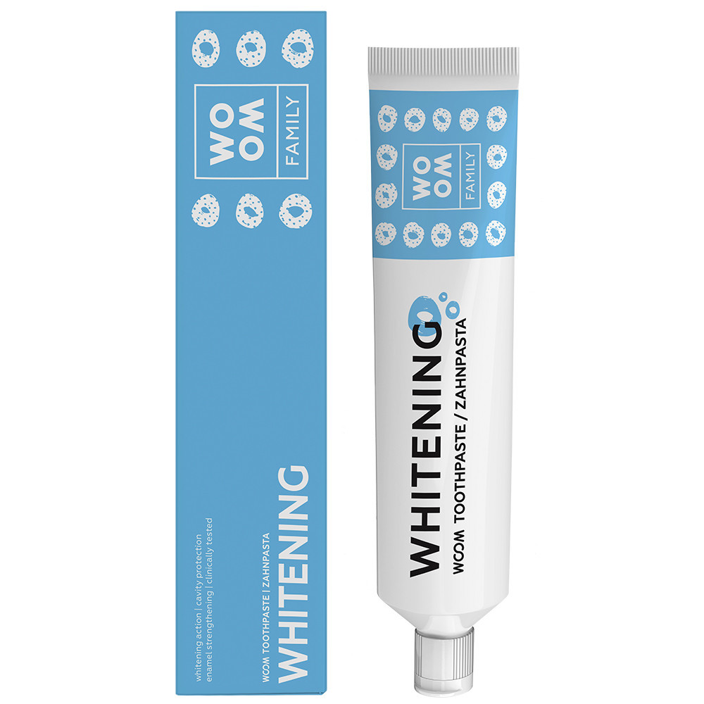 WOOM FAMILY WHITENING, balinamoji dantų pasta visai šeimai, nuo 6 m., 75 ml