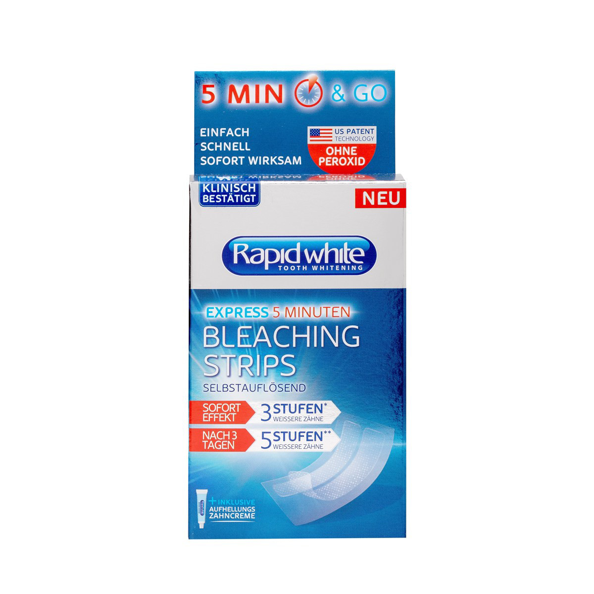 RAPID WHITE, BLEACHING STRIPS, balinamosios juostelės, 6 vnt.
