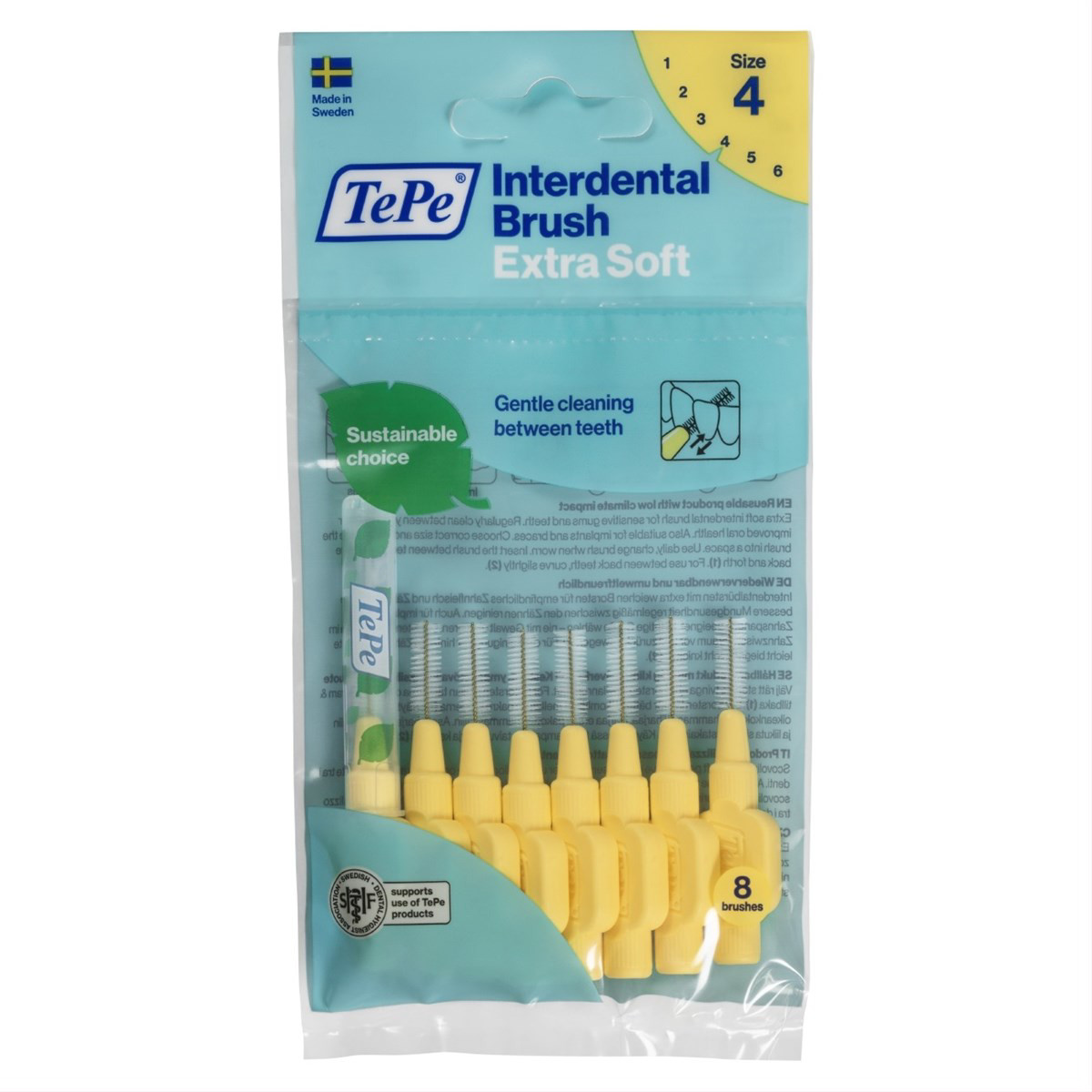 TEPE EXTRA SOFT, dantų šepetėlis tarpdančiams, 0,7 mm, geltoni, 8 vnt.
