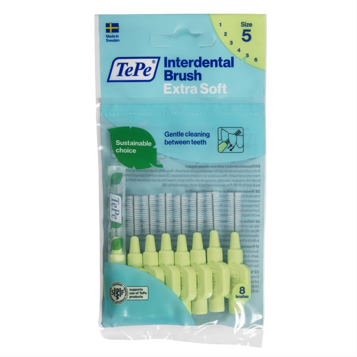 TEPE EXTRA SOFT, dantų šepetėlis tarpdančiams, 0,8 mm, žali, 8 vnt.