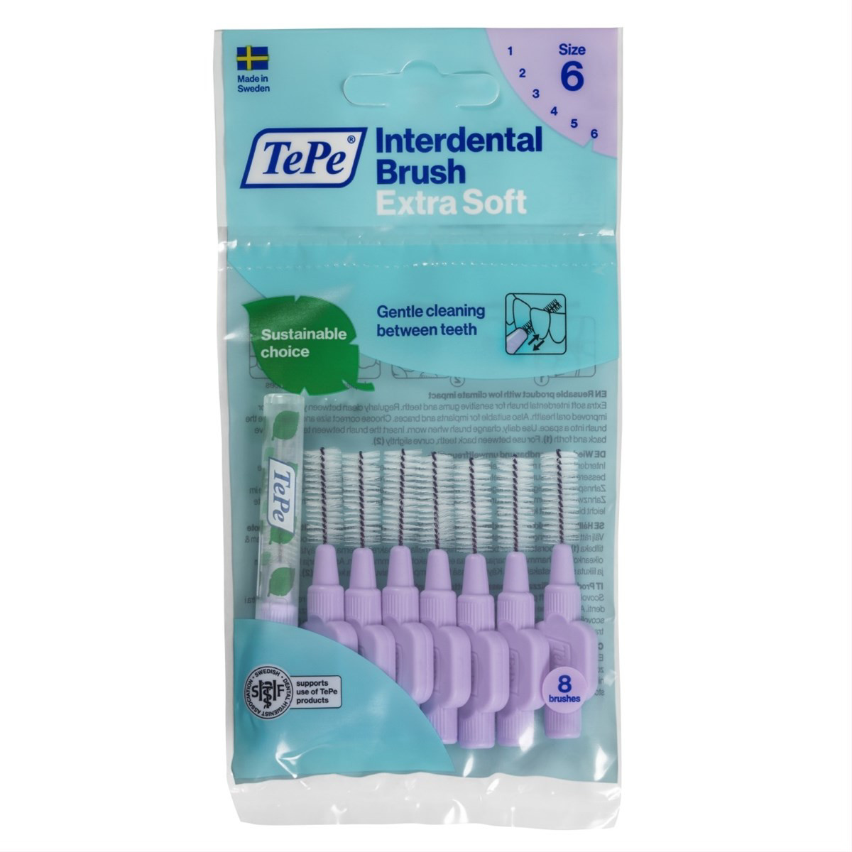 TEPE EXTRA SOFT, dantų šepetėlis tarpdančiams, 1,1 mm, violetiniai, 8 vnt.