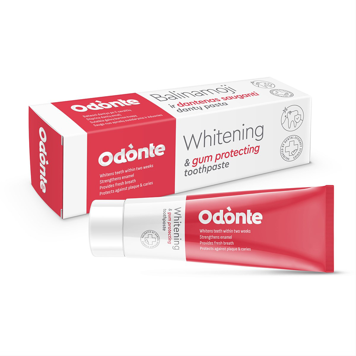 ODONTE, balinamoji ir dantenas sauganti dantų pasta, 75ml