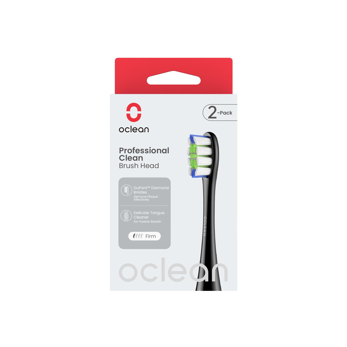 OCLEAN, elektrinio dantų šepetėlio Professional serijos juodos spalvos galvutės, 2 vnt.