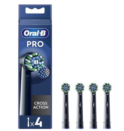 Dantų šepetėlio antgaliai ORAL-B, EB50-4 Cross Action 4 vnt., juodi