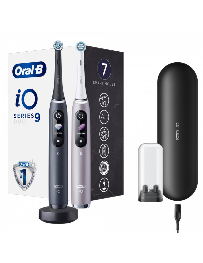 Elektrinis dantų šepetėlis Oral-B iO Series 9 Double Pack, Onyx/ Rose