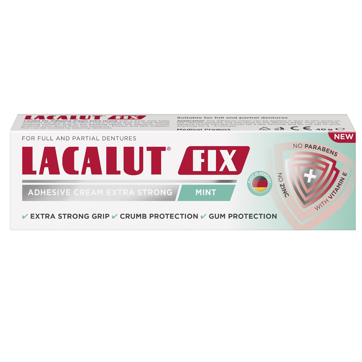 LACALUT FIX, Ypač stiprus fiksuojamasis kremas dantų protezams, mėtų skonio, 40g