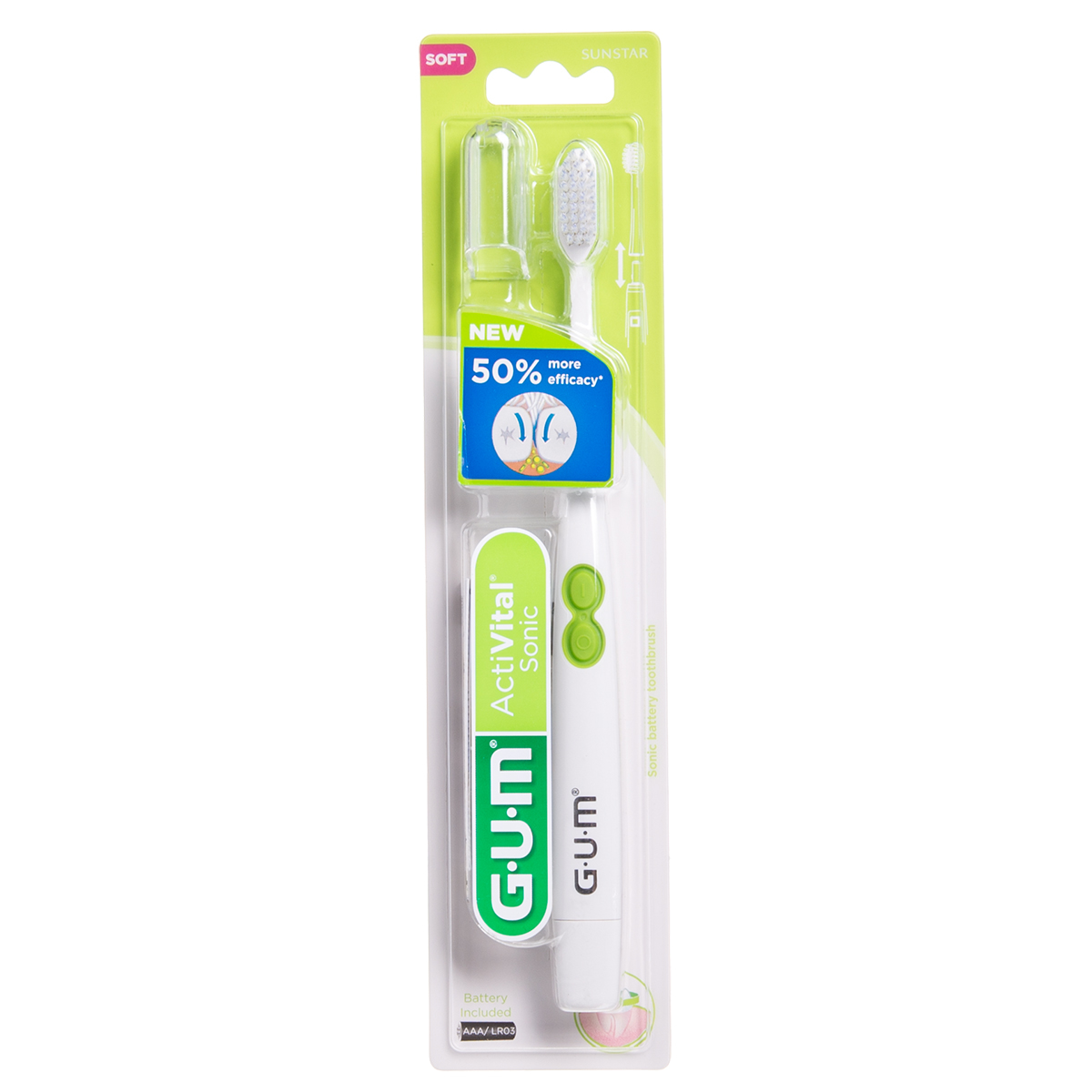 GUM 4100 ACTIVITAL SONIC, dantų šepetėlis su baterija