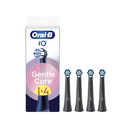 Oral-B Replaceable toothbrush heads | iO GentleCare | Heads | For adults | Number of brush heads included 4 | Black|iO refill GentleCare Black 4