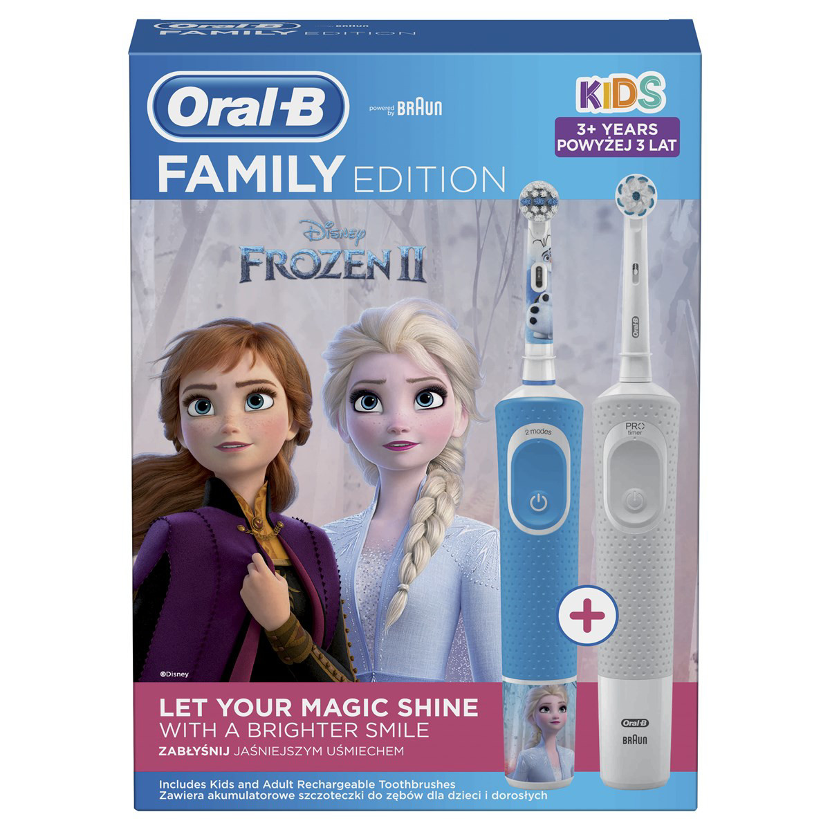 ORAL-B VITALITY D100 + VITALITY FROZEN, elektrinis dantų šepetėlis, 1+1
