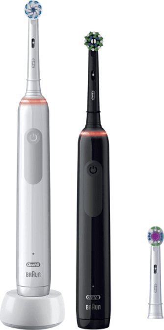 Elektrinis dantų šepetėlis Oral-B Electric Toothbrush  Pro 3 3900 Black/White Duopack  Rechargeabl
