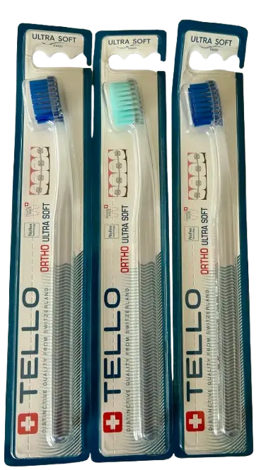 „Tello – Ultra soft ORTHO – minkštas, ortodontinis dantų šepetėlis