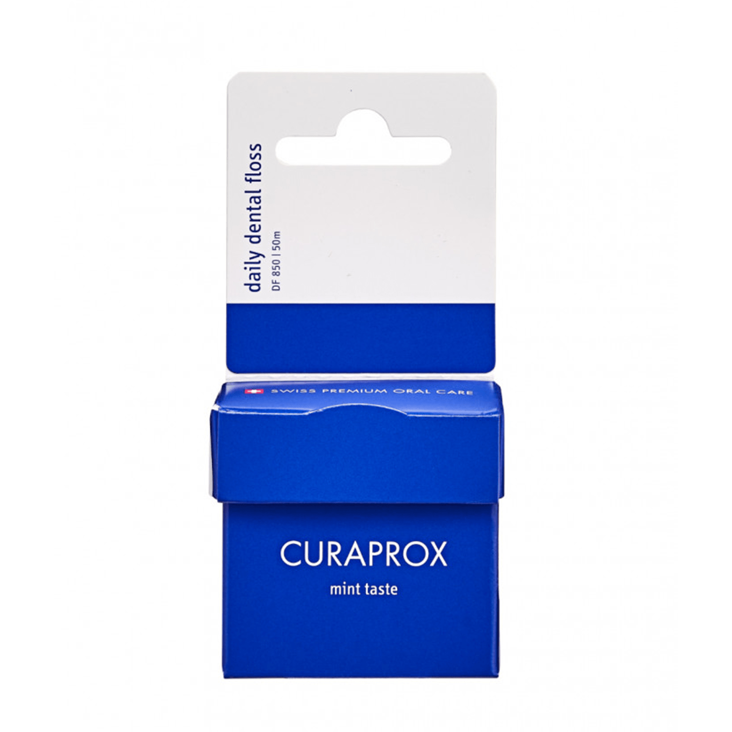 "Curaprox DF 850" tarpdančių siūlas pagamintas iš biologinės medžiagos perdirbamoje pakuotėje, 50 m