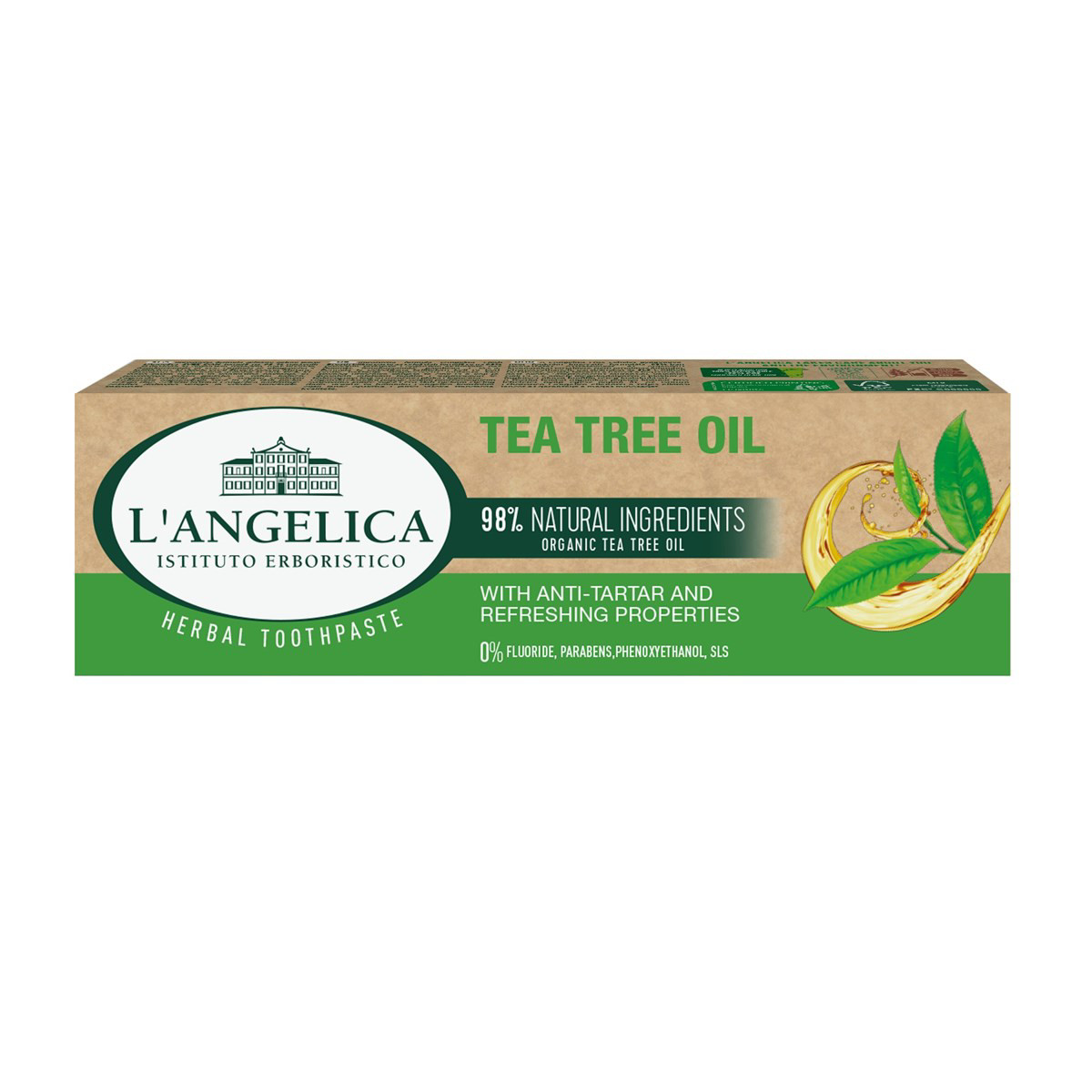 LANGELICA, AUGALINĖ DANTŲ PASTA SU ARBATMEDŽIO ALIEJUMI, 50ml