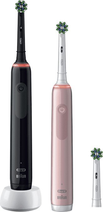 Elektrinis dantų šepetėlis Oral-B Electric Toothbrush  Pro 3 3900N Black/Pink Duopack  Rechargeabl