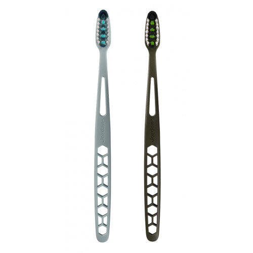 Jordan Ultralite 1+1 Toothbrush Medium Dantų šepetėlių rinkinys, Green + Blue