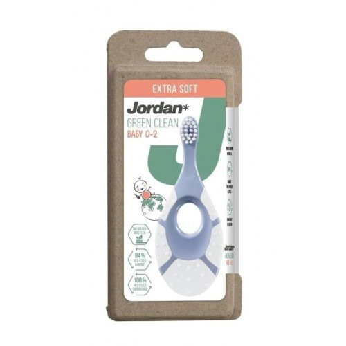 Jordan Green Clean Baby 0-2 Toothbrush Extra Soft Ypač minkštas dantų šepetėlis, Blue