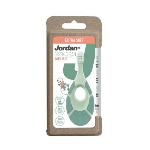 Jordan Green Clean Baby 0-2 Toothbrush Extra Soft Ypač minkštas dantų šepetėlis, Green