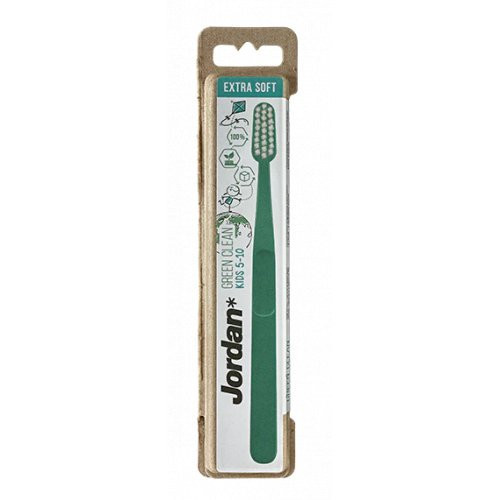 Jordan Green Clean Kids 5-10 Toothbrush Extra Soft Ypač minkštas dantų šepetėlis, Green