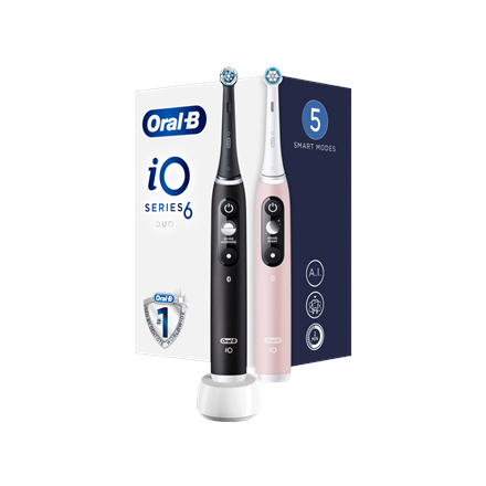 Oral-B iO6 DuoPack Electric Toothbrush, Black + Pink|iO6 Black Pink