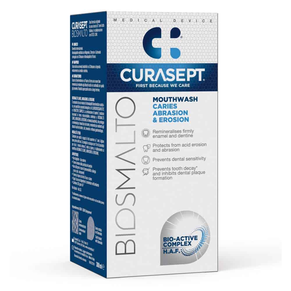 Curasept Biosmalto Caries Abrasion And Erosion dantų skalavimo skystis