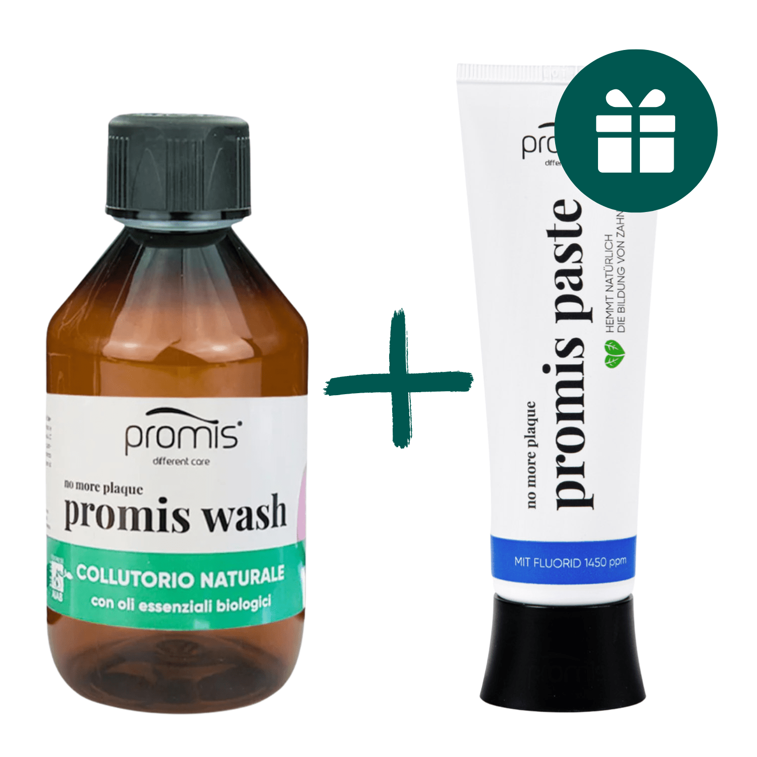 AKCIJA 1+1: "Promis Wash“ ekologiškas burnos skalavimo skystis (250 ml) + "Promis Paste" remineralizuojanti dantų pasta (75 ml)
