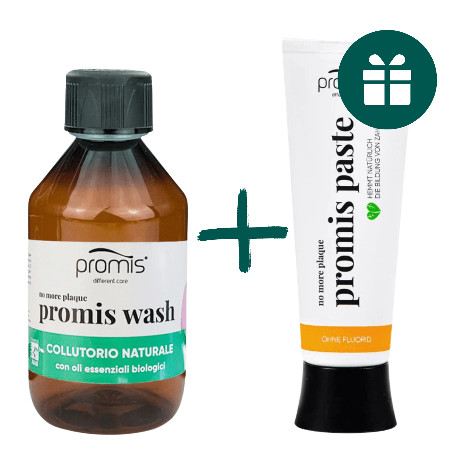 AKCIJA 1+1: "Promis Wash“ ekologiškas burnos skalavimo skystis (250 ml) + "Promis Paste" remineralizuojanti dantų pasta (75 ml)