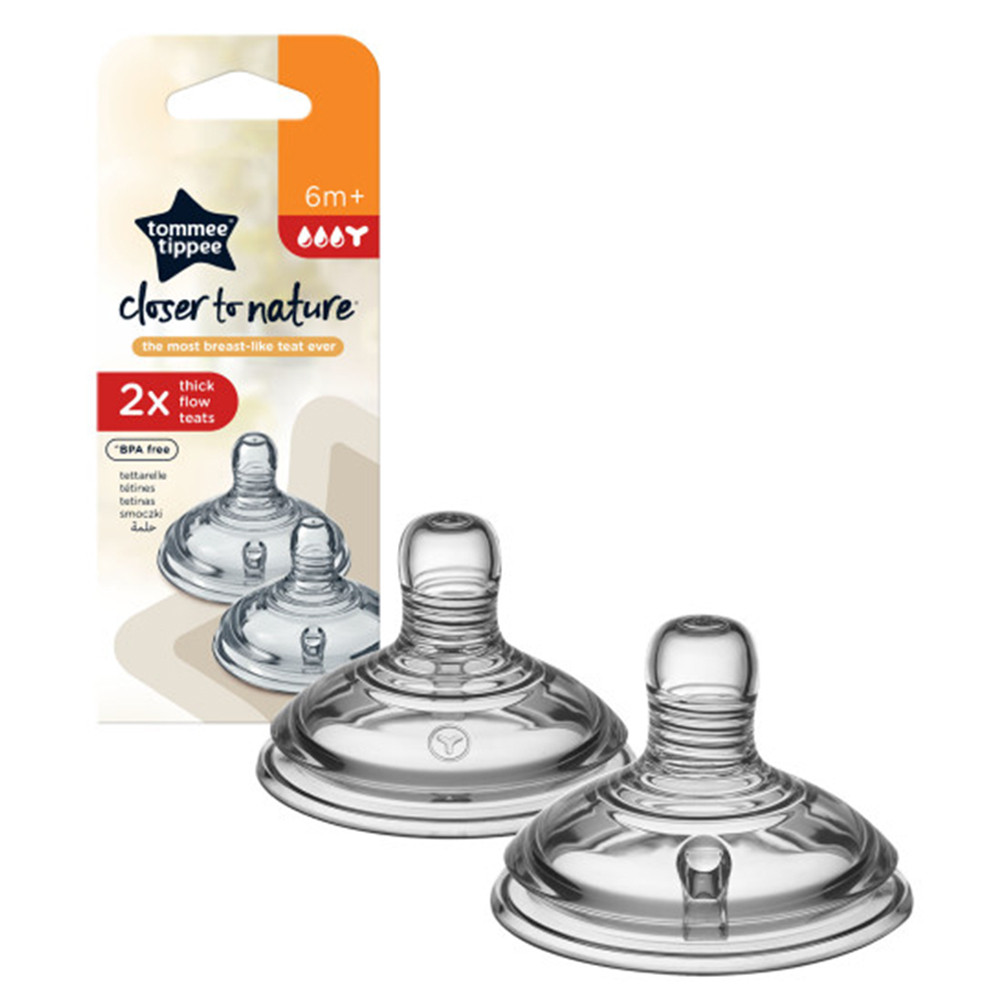 TOMMEE TIPPEE 6+ EASY-VENT žindukai tirštam skysčiui, 2 vnt.