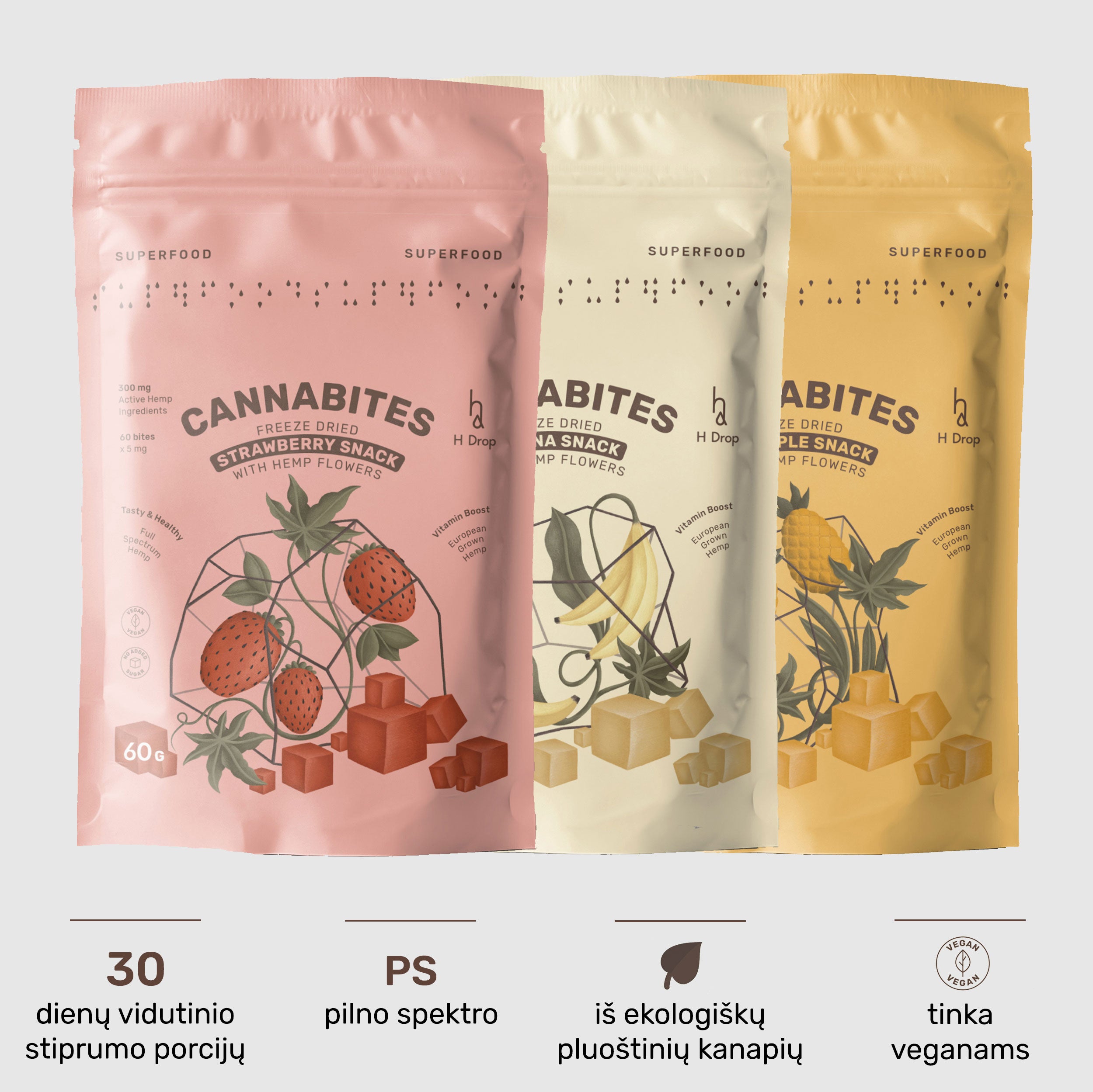 Cannabites - Visų skonių rinkinys (60 kubelių x3)