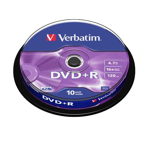 VERBATIM DVD+R 4.7GB AZO cake 10 vnt.