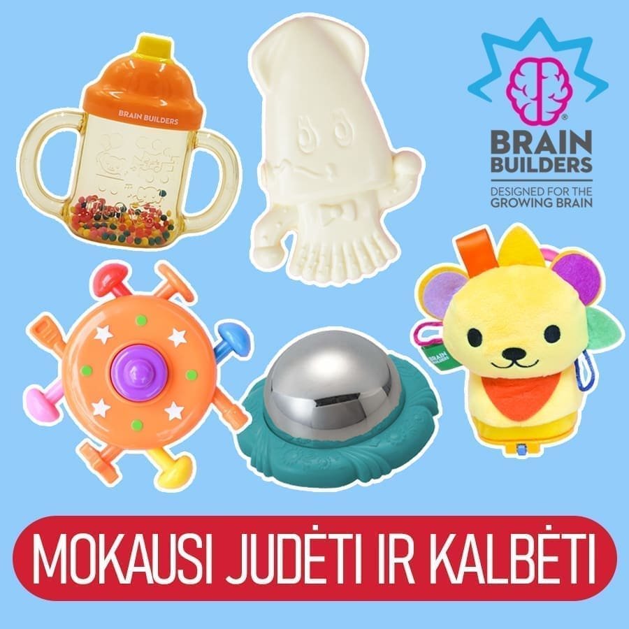 Žaislai kūdikiams „Brain Builders“ rinkinys „Mokausi judėti ir kalbėti“