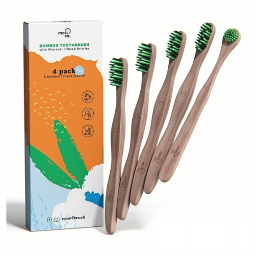 Moti Co. Bamboo Toothbrush Kit Bambukinis burnos priežiūros, Rinkinys