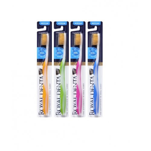Royal Denta Gold Medium Toothbrush Dantų šepetėlis vidutinio minkštumo, Orange-Yellow
