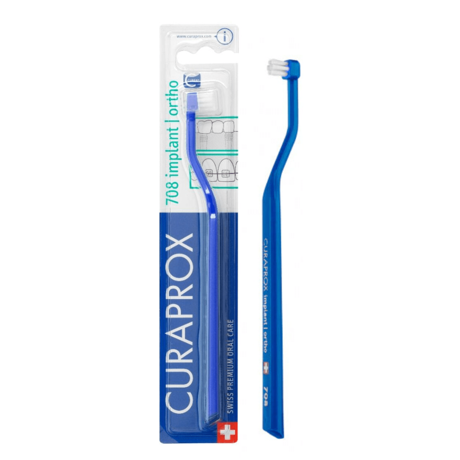 "Curaprox 708" vieno danties šepetėlis implantų ir protezų priežiūrai, 1 vnt.