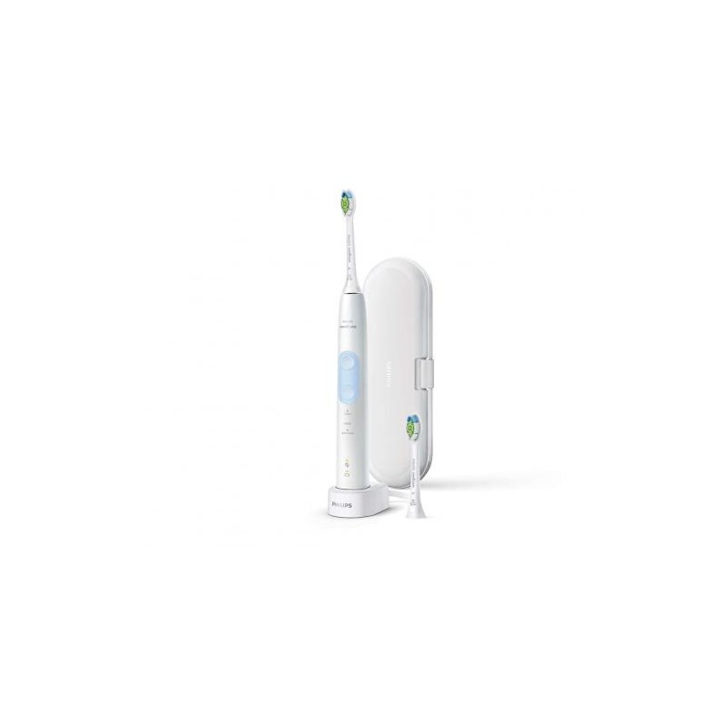 Elektrinis dantų šepetėlis Philips Sonicare ProtectiveClean 5100, įkraunamas, 2 galvutės, 3 režimai, soninė technologija, balta/šviesiai mėlyna.