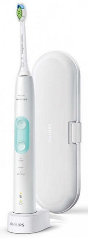 Elektrinis dantų šepetėlis Philips HX6857/28, įkraunamas, suaugusiems, 1 šepetėlio galvutė, 3 valymo režimai, garso technologija, baltas