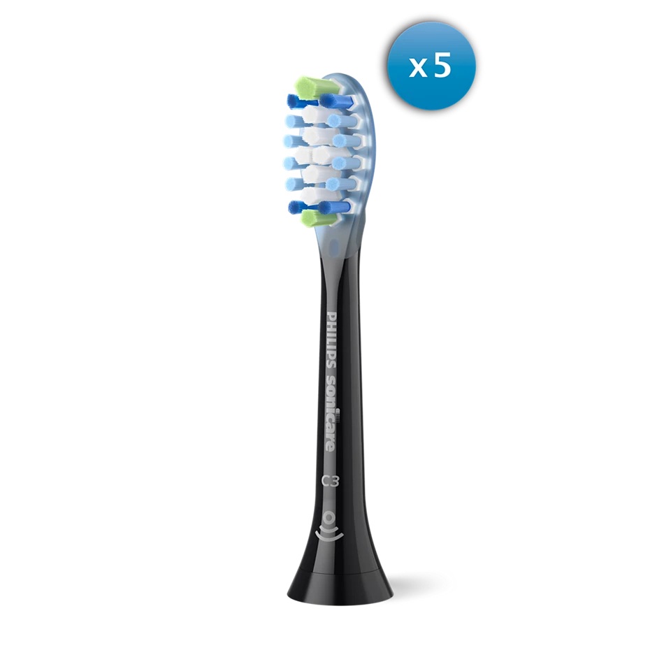 Dantų šepetėlio antgaliai Philips HX9045/88 Sonicare Premium Plaque Defence, suaugusiems, 5 galvutės, juodos