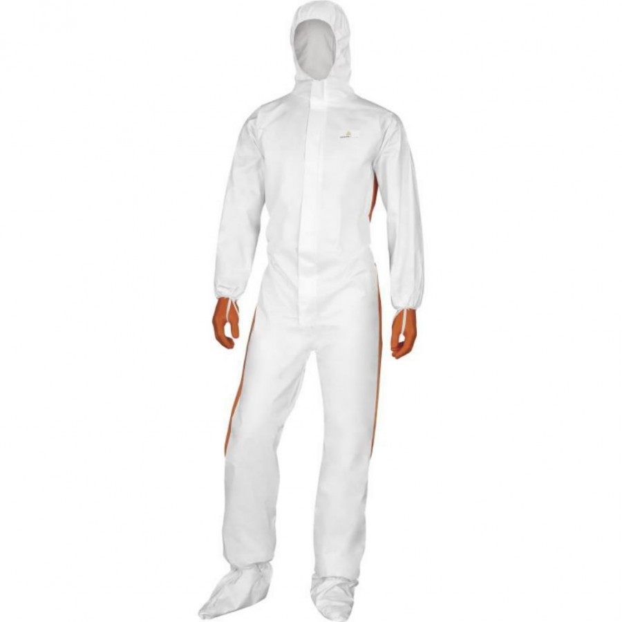 Kombinezonas vienkartinis su gobtuvu, balta-oranžinė 2XL, Delta Plus
