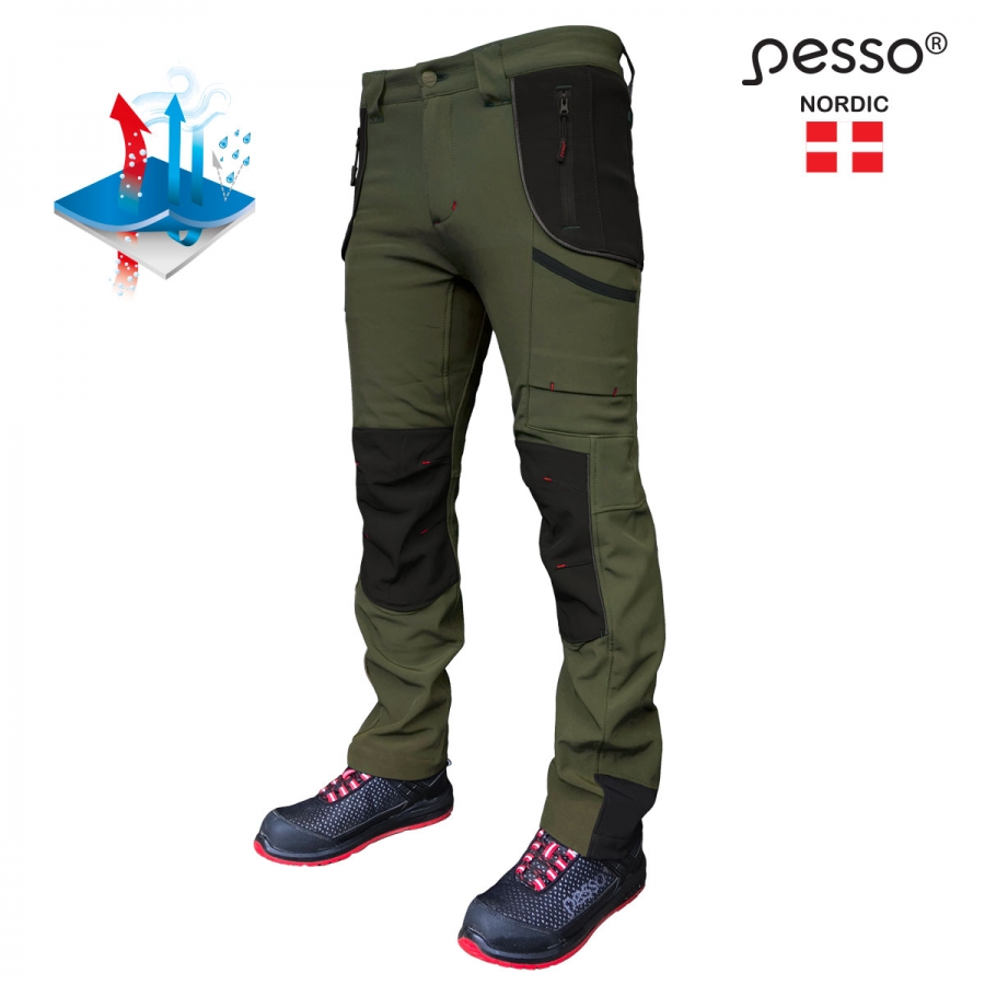 Softshell darbo kelnės Pesso Nebraska, chaki