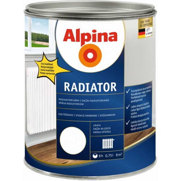 Dažai radiatoriui Alpina Heizkoerperlack 0,75 l