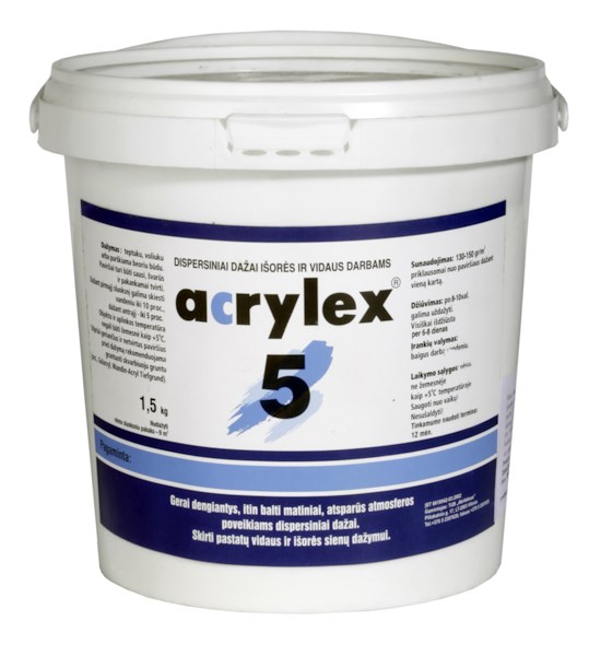 Dažai vidaus darbams matiniai Acrylex-5 15 kg