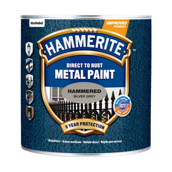 Antikoroziniai dažai HAMMERITE HAMMERED, 2,5 l, sidabrinės sp., kaldinto metalo efekto