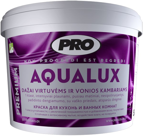 Dažai atsparūs drėgmei pusiau matiniai PRO AQUA LUX 1 l
