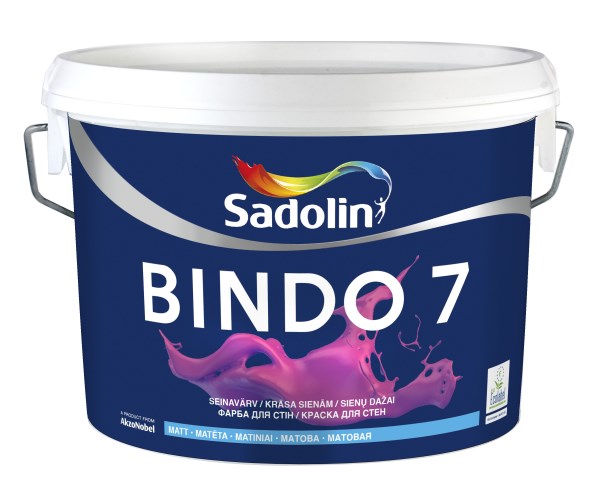 Vandeniniai vidaus dažai SADOLIN BINDO 7, 2,5 l, BW bazė, balti, matiniai