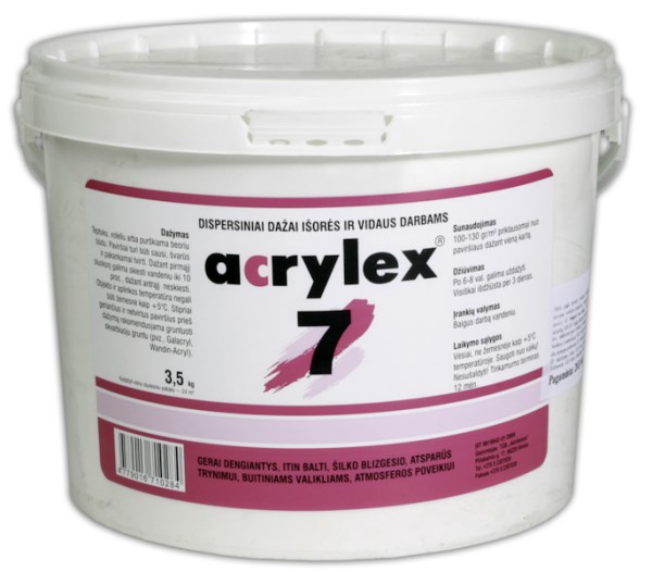 Dažai vidaus darbams matiniai Acrylex-7 3,5 kg