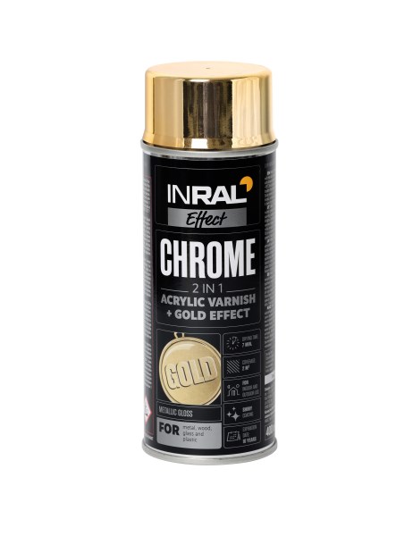 Lakas aerozolinis akrilinis INRAL CHROME auksinis 400 ml