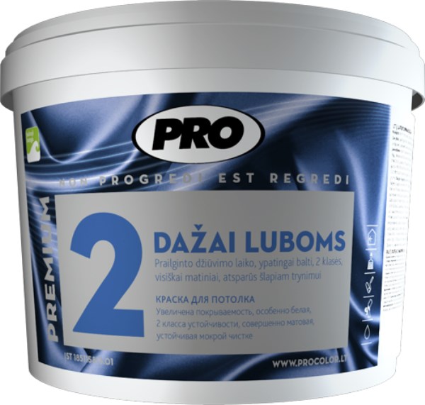 Dažai PRO luboms-2 visiškai matiniai 1 l ypač balti