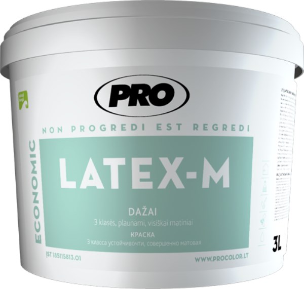 Dažai visiškai matiniai balti PRO Latex -M 5 l